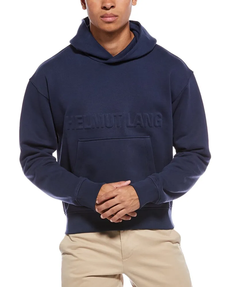 Helmut Lang Embossed Studio Hoodie Blue