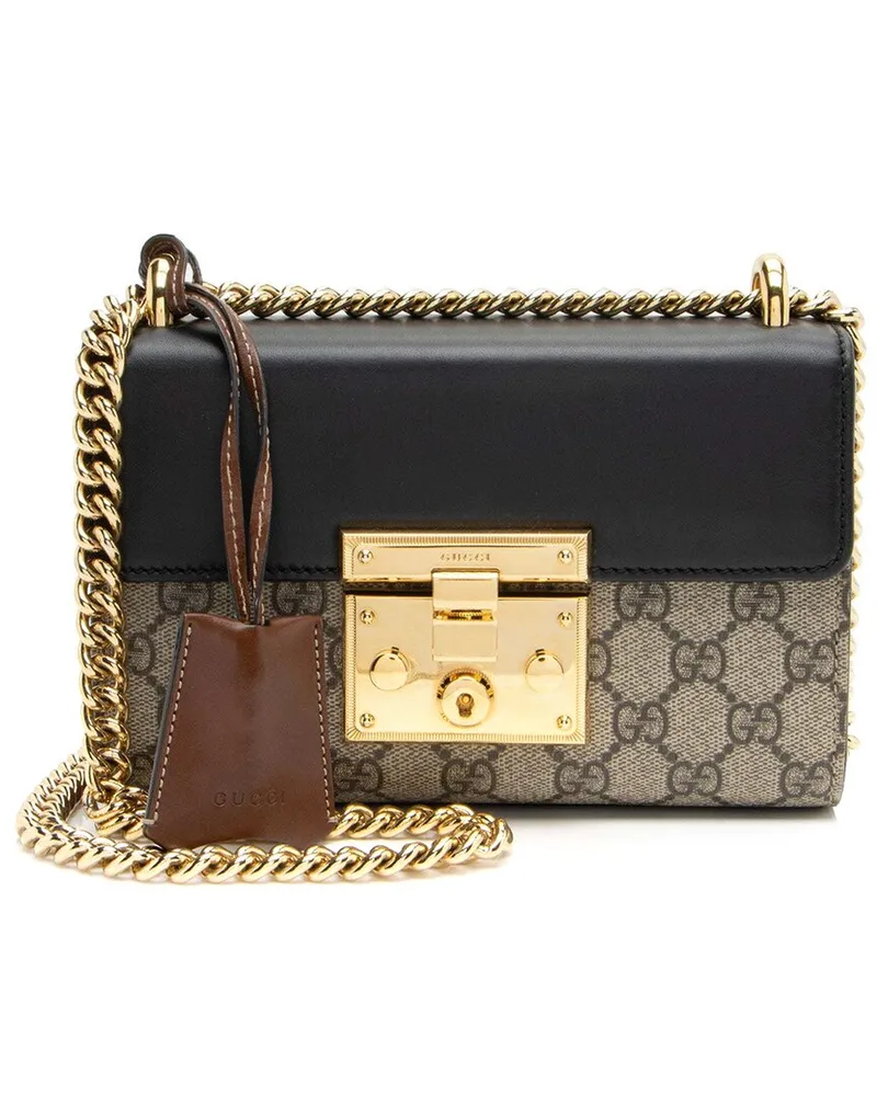 Gucci Brown GG Supreme Canvas Padlock Small Shoulder Bag (Authentic Pre-Loved Nocolor