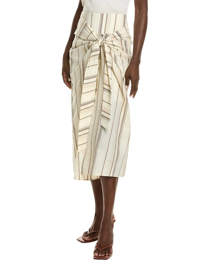 Brunello Cucinelli Linen-Blend Wrap Skirt Nocolor