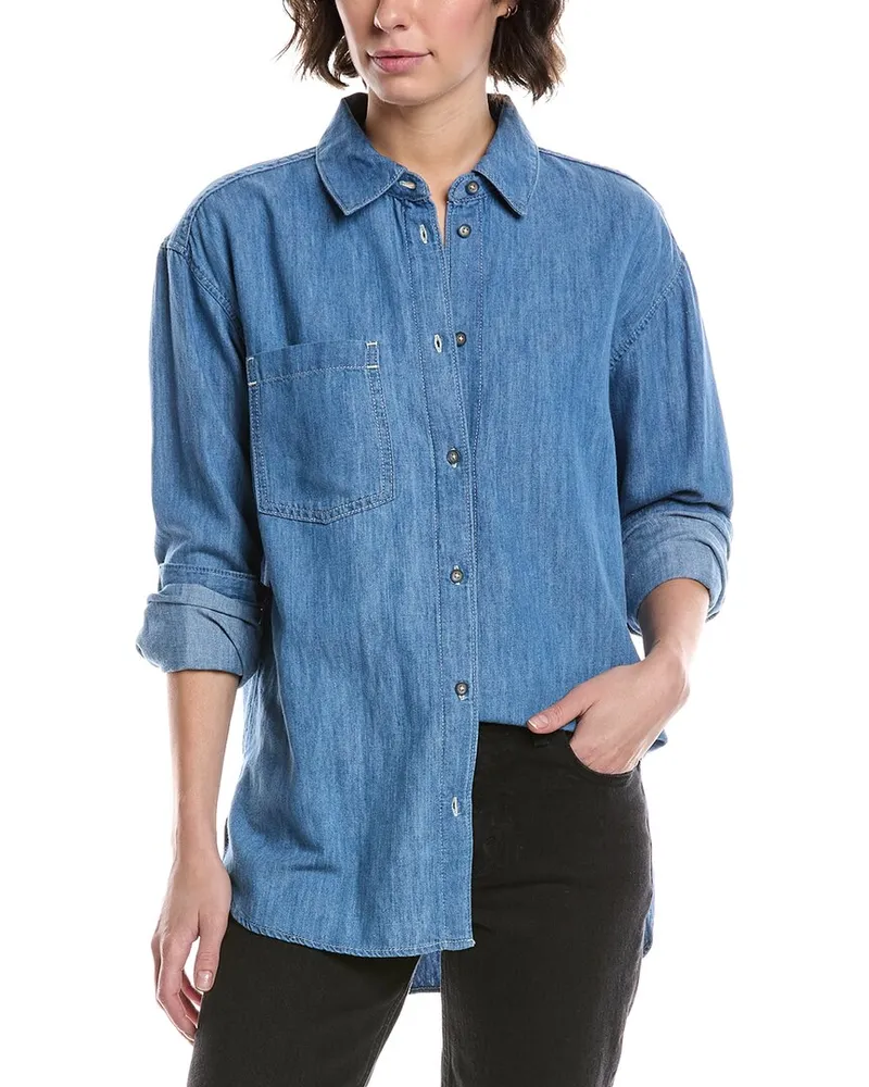 7 for all mankind Easy Linen-Blend Shirt Blue