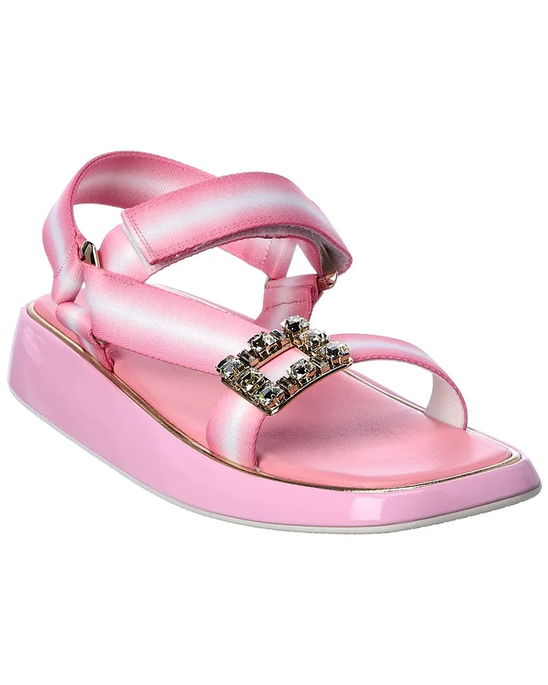 Roger Vivier Trekky Strass Buckle Sandal Pink