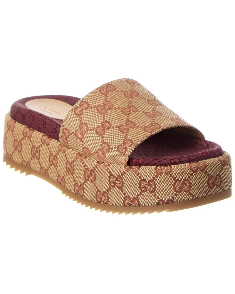 Gucci GG Canvas Platform Sandal Brown