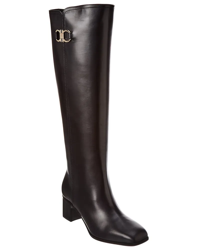 Ferragamo Cordo Leather Boot Black
