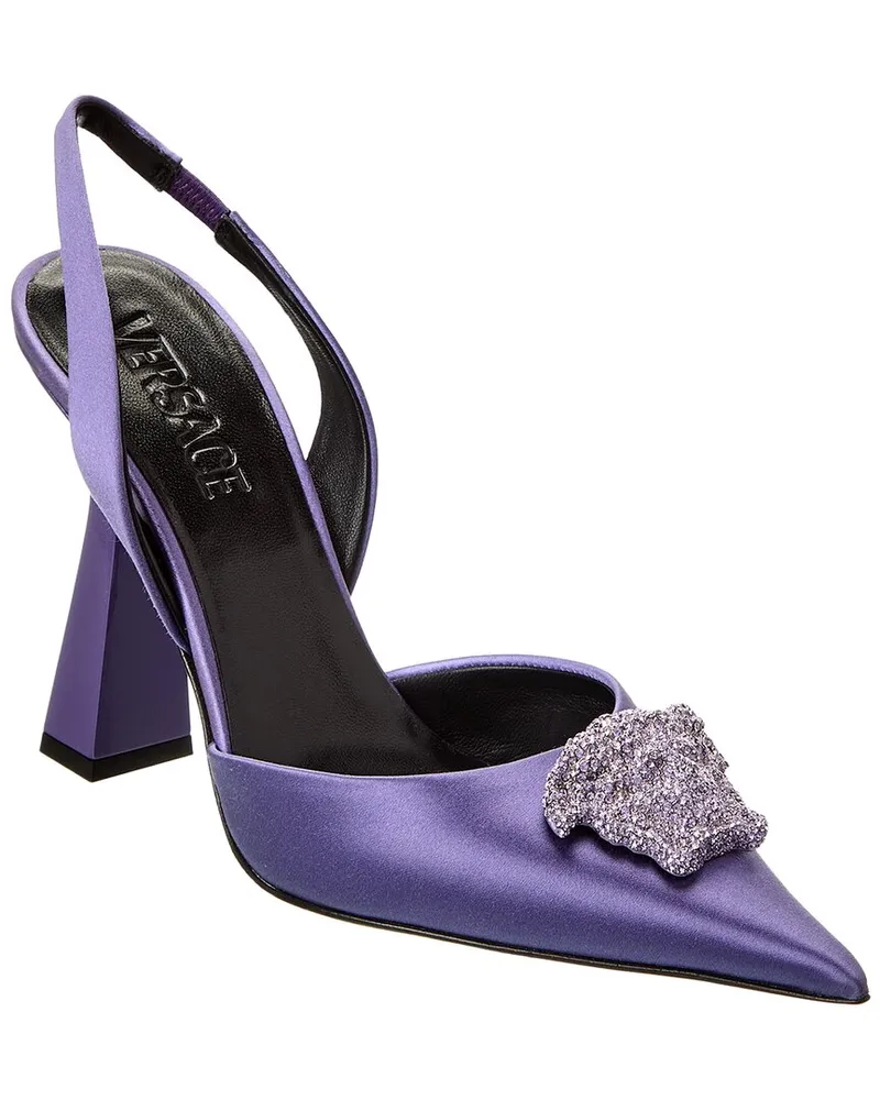 Versace La Medusa Satin Slingback Pump Purple