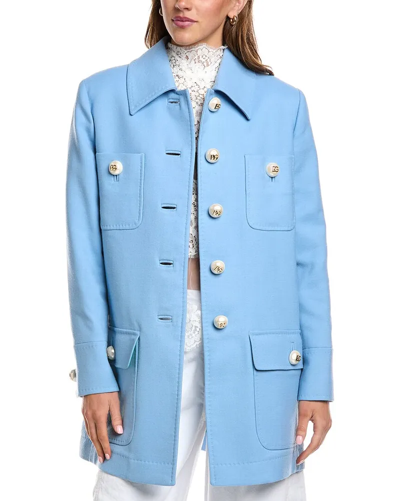 Dolce & Gabbana Wool Coat Blue