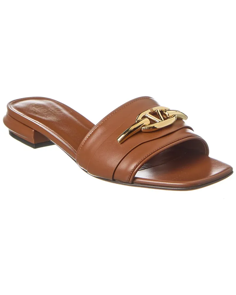 Valentino Garavani VLogo Leather Sandal Brown