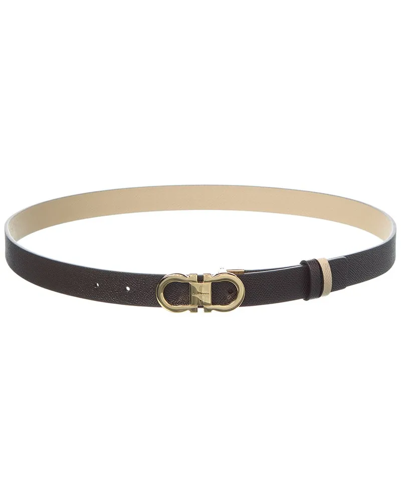 Ferragamo Gancini Reversible & Adjustable Leather Belt Brown