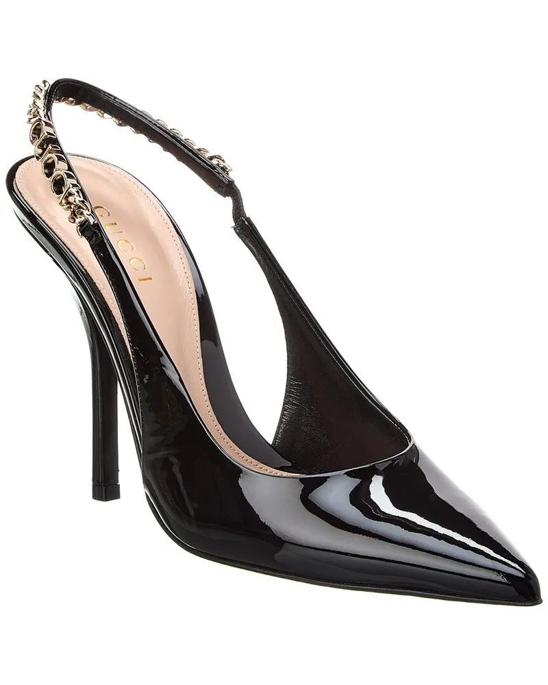 Gucci Signoria Leather Slingback Pump Black