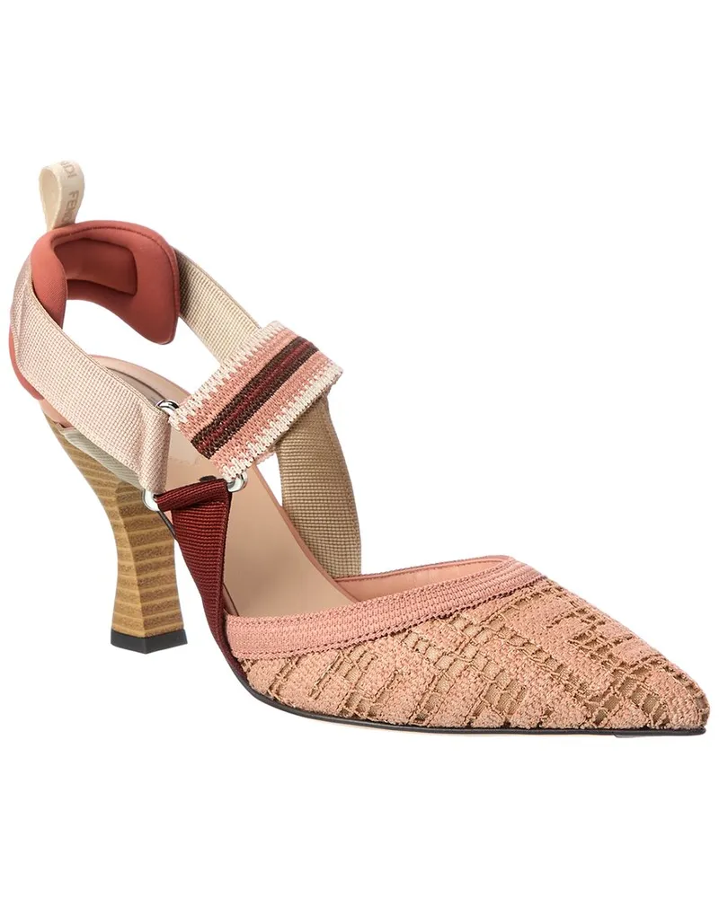 Fendi Colibri FF Embroidered Slingback Pump Pink