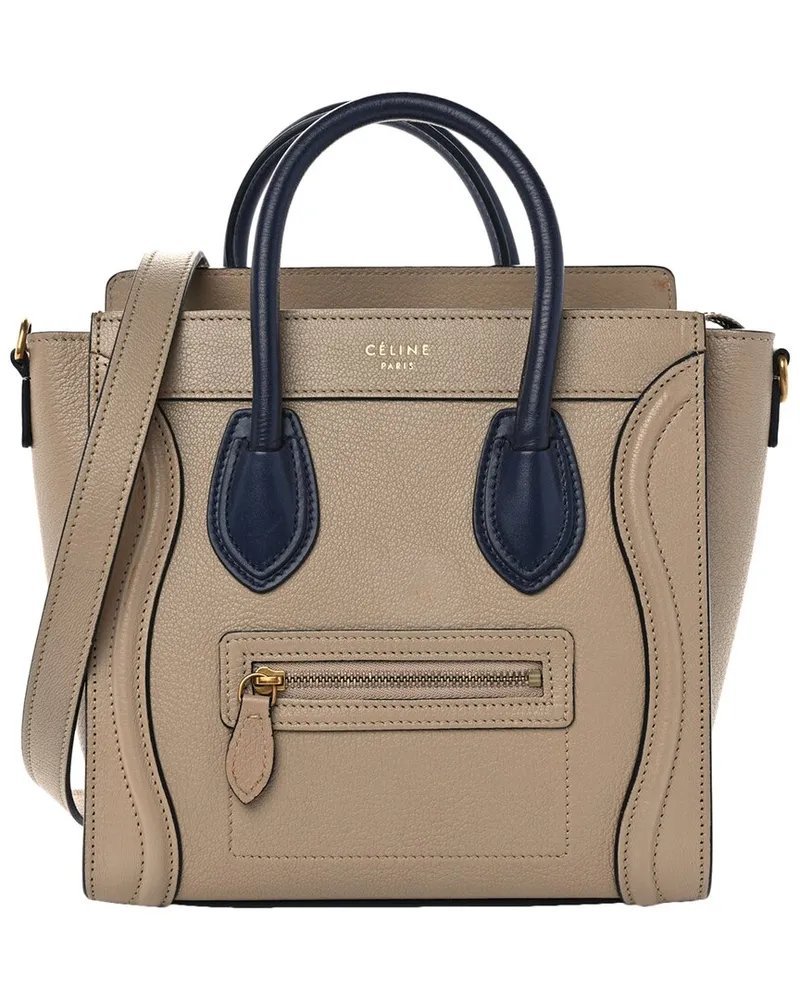 Celine Navy Dune Drummed Leather Bicolor Micro Luggage Micro Tote (Authentic  Pre-Loved Nocolor
