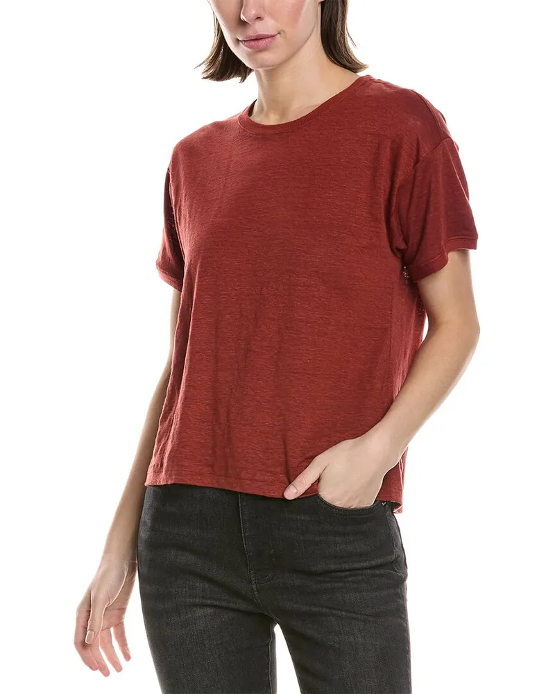 Frame Denim Linen Crew T-Shirt Orange