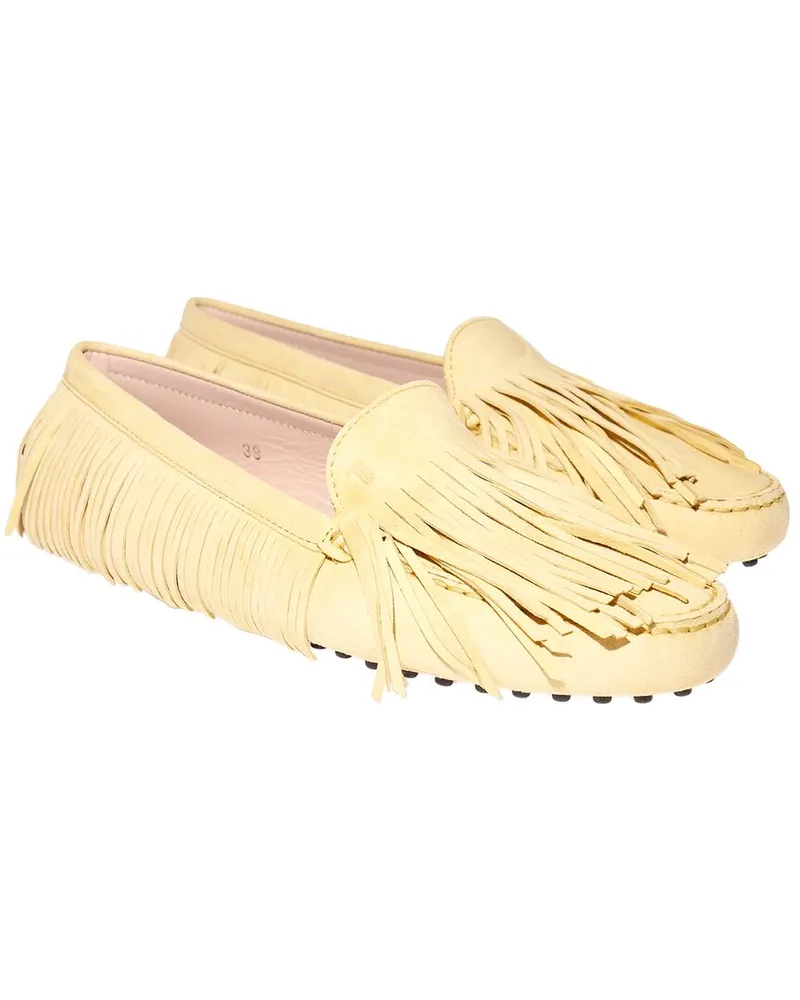 TOD'S TOD’s Tassel Fringe Suede Loafer Yellow