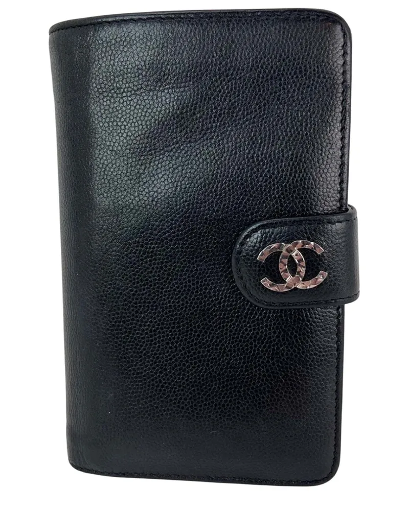 Chanel Black Leather Timeless Cc Zippered Pocket Wallet (Authentic Pre-Loved Nocolor