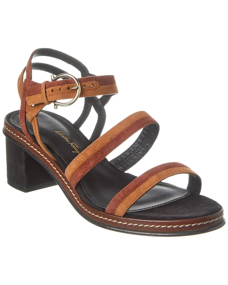 Ferragamo Gancini Suede Sandal Black