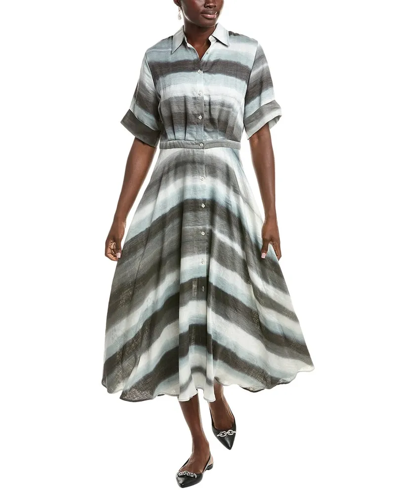 Officine Generale Officine Generale Nadia Linen-Blend Shirtdress Grey