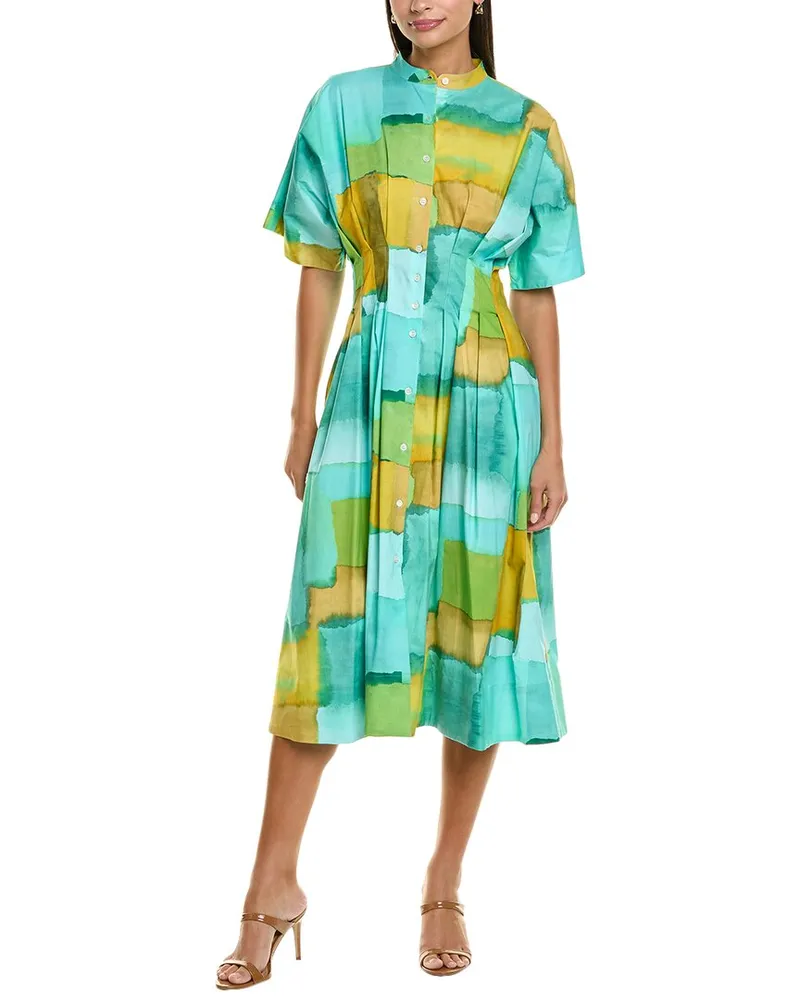 NATORI Pleat Release Dress Blue