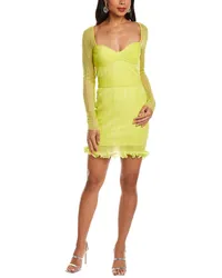 Hervé Léger Sheer Layered Mini Dress Green