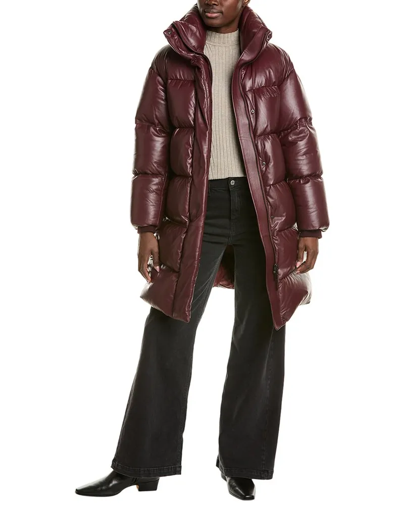 Mackage Saya Quilted Leather Down Coat Red