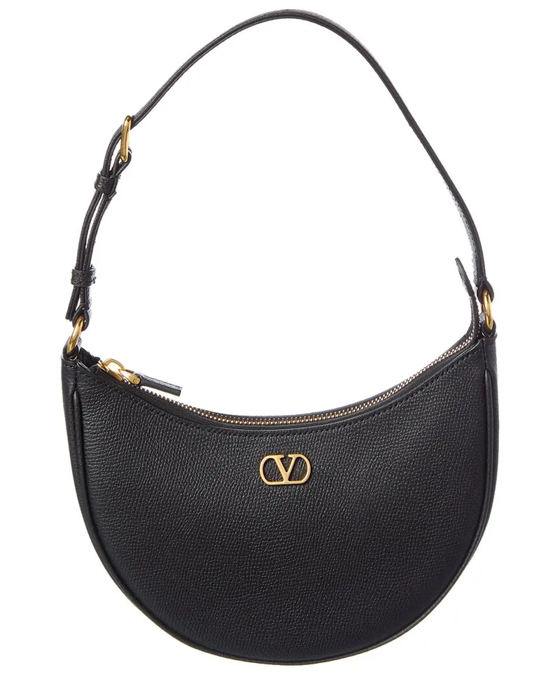 Valentino Garavani VLogo Signature Mini Leather Hobo Bag Black