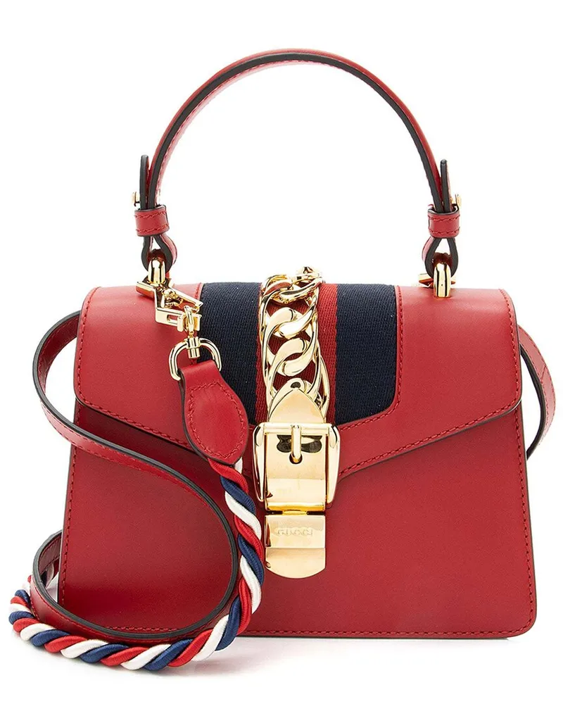 Gucci Red Leather Sylvie Mini Top Handle (Authentic Pre-Loved Nocolor