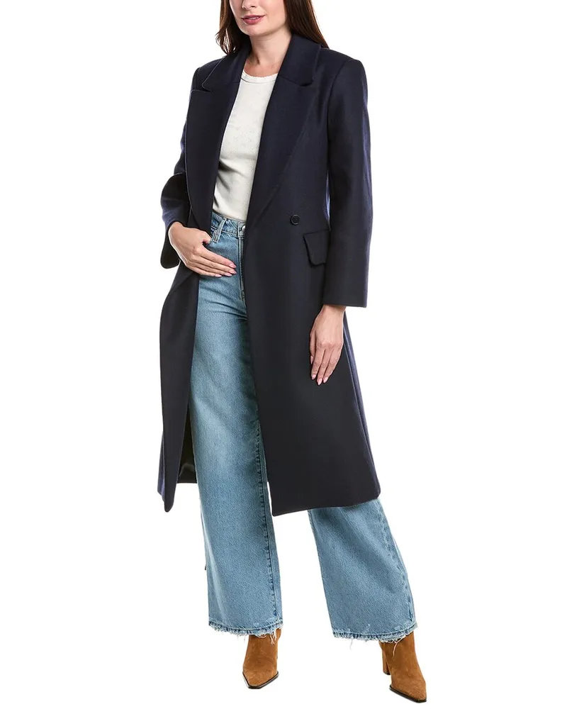 Maje Wool-Blend Coat Blue