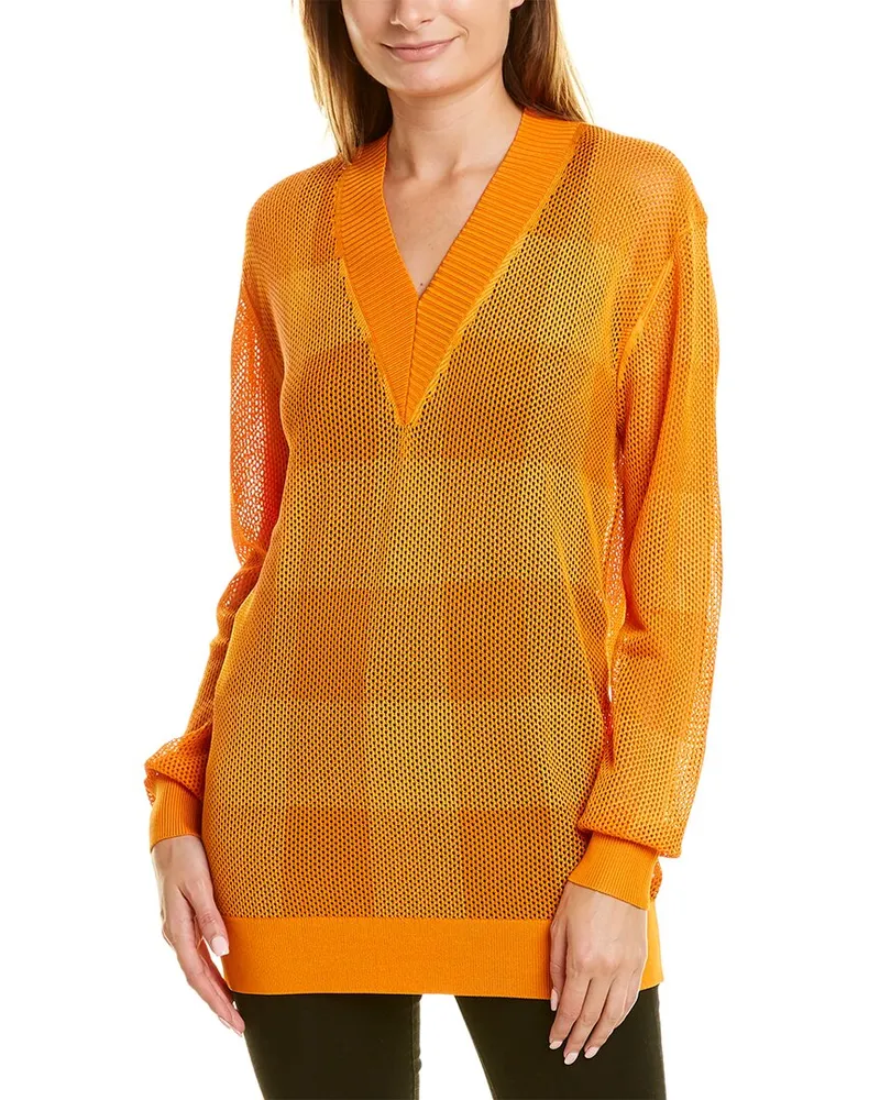 Burberry Check Mesh Sweater Orange
