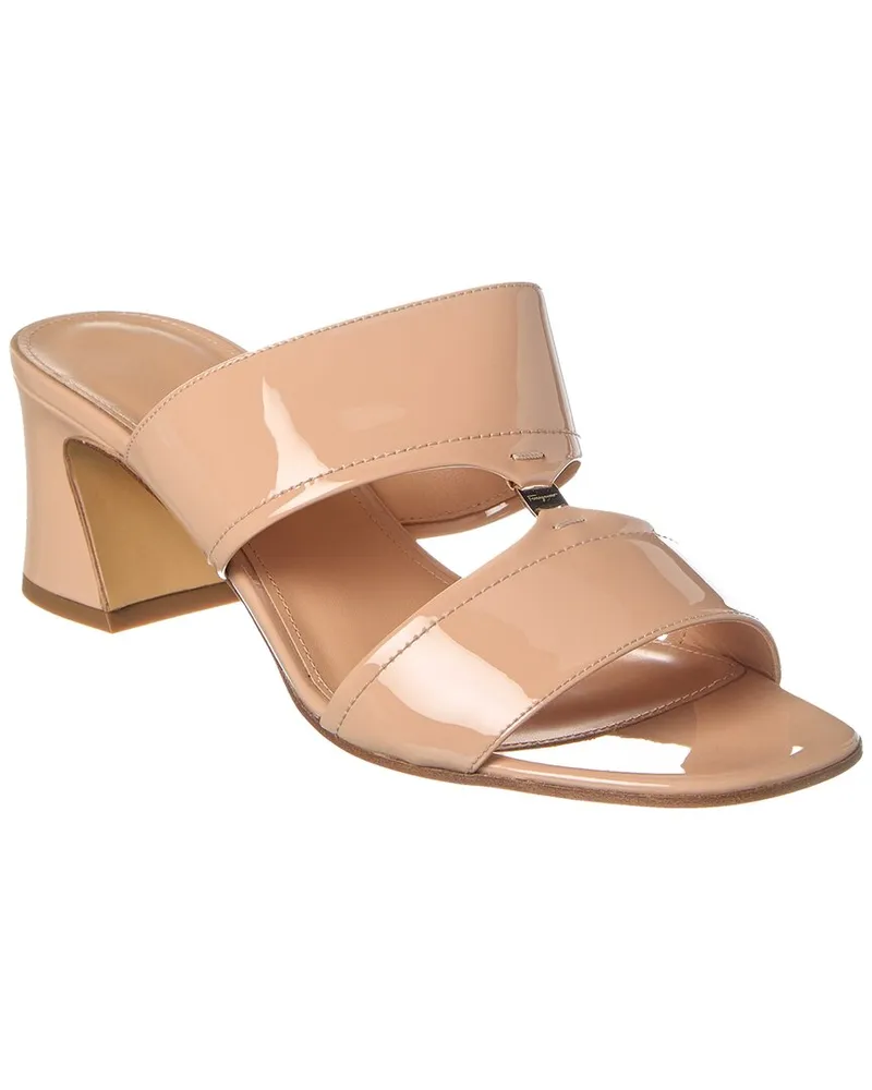Ferragamo Tot Patent Sandal Beige