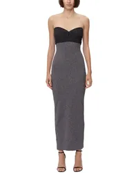 Hervé Léger Mixed Gauge Metallic Strapless Gown Nocolor