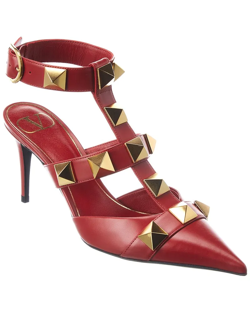 Valentino Garavani Roman Stud 80 Leather Ankle Strap Pump Nocolor