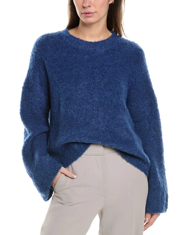 Vince Camuto Wide Mock Neck Wool-Blend Sweater Blue