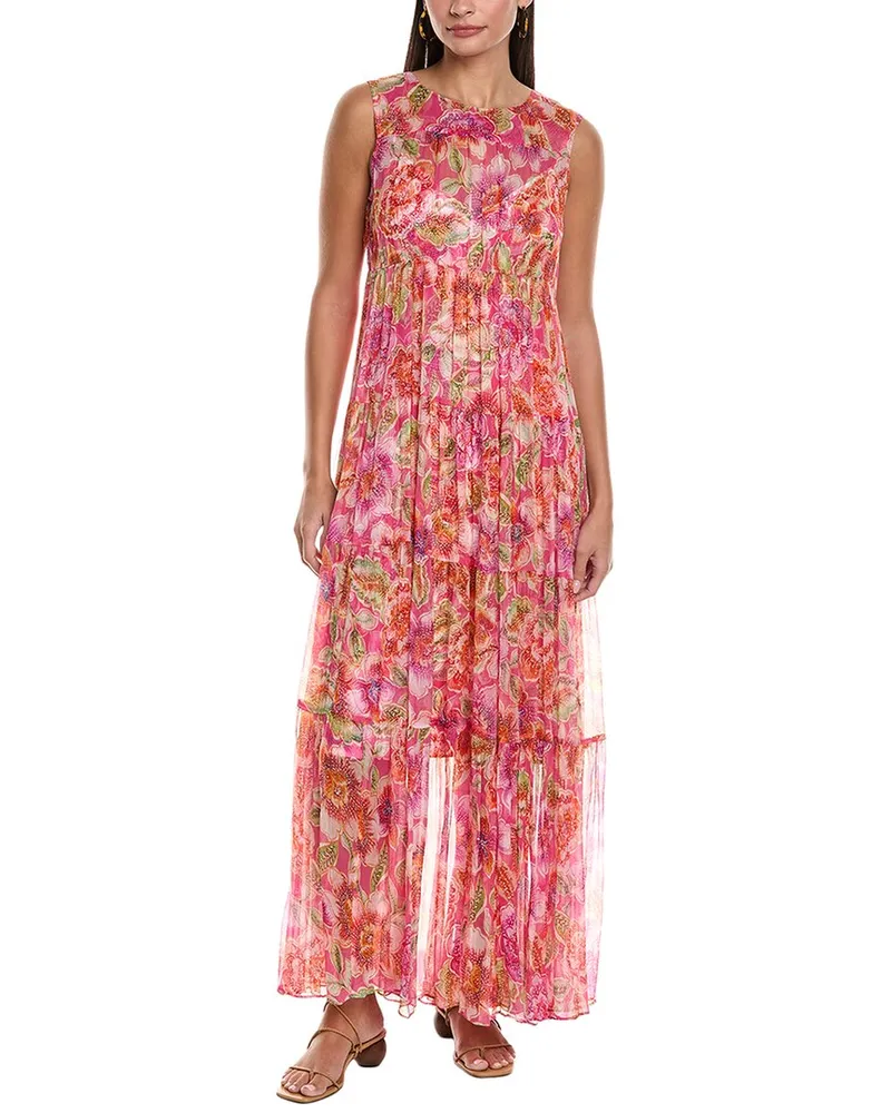 Johnny Was Loran Tiered Silk Maxi Dress Nocolor