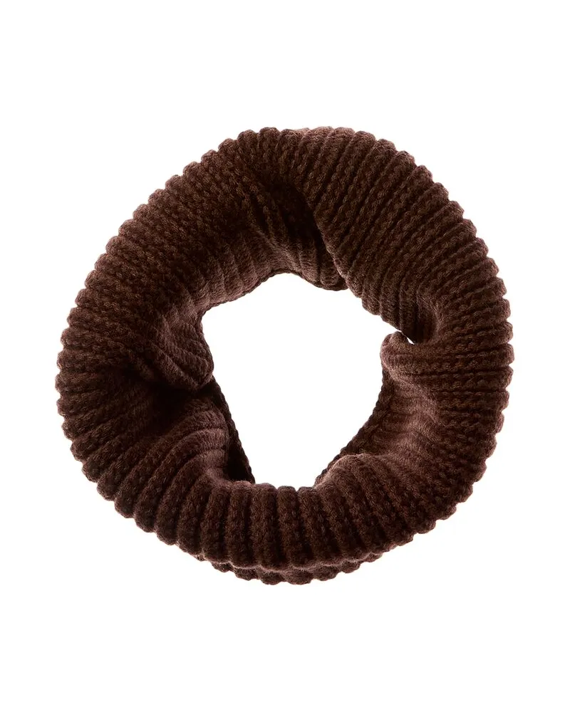 Fendi Logo Leather-Trim Wool Scarf Brown