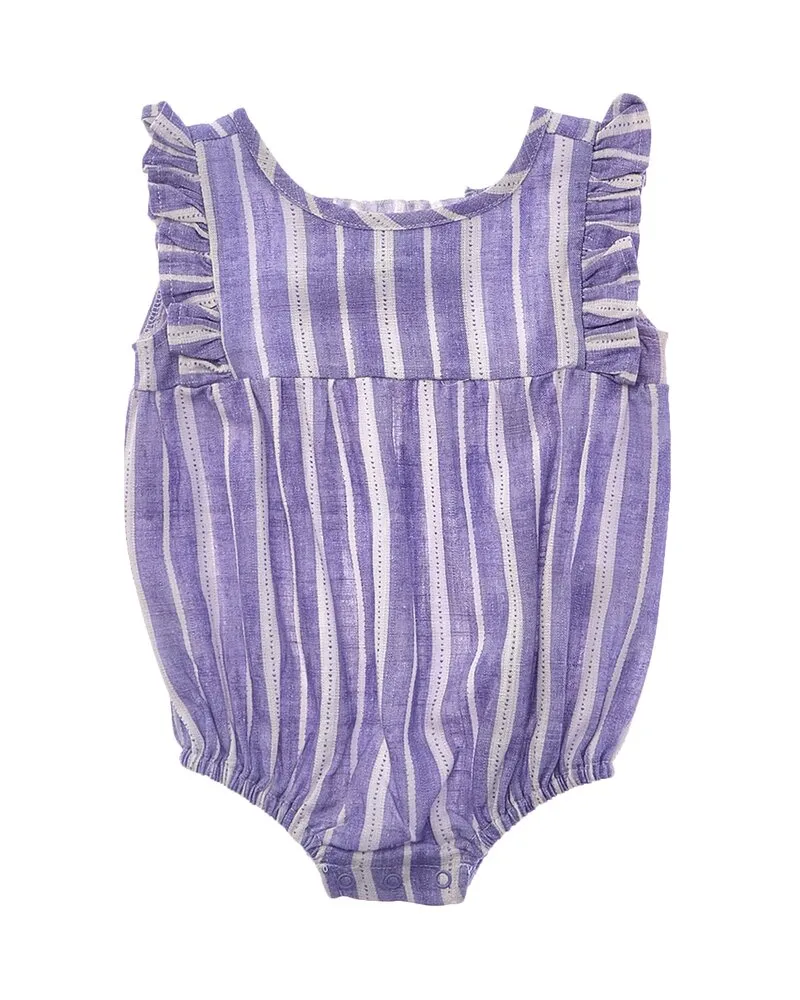 Splendid Stripe Linen-Blend Bodysuit Purple