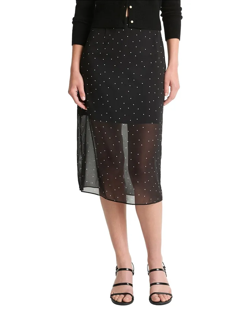 Vince Sheer Dot Silk-Blend Straight Skirt Nocolor