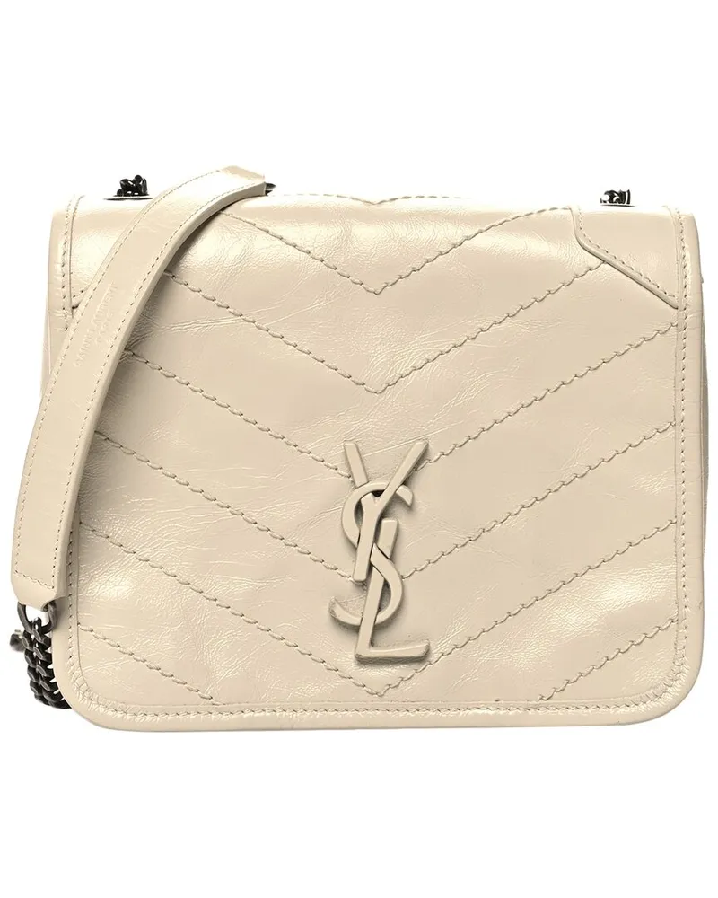 Saint Laurent Crema Soft Crinkled Calfskin Leather Niki Chain Wallet Crema  Soft (Authentic Pre-Loved Nocolor