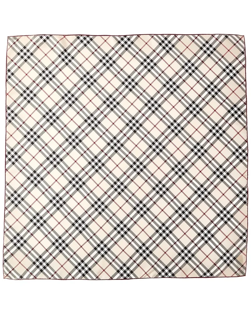 Burberry Check Silk Scarf Grey