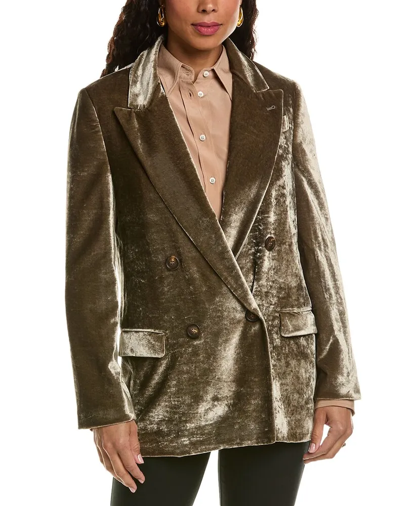 Brunello Cucinelli Velveteen Silk-Blend Blazer Nocolor