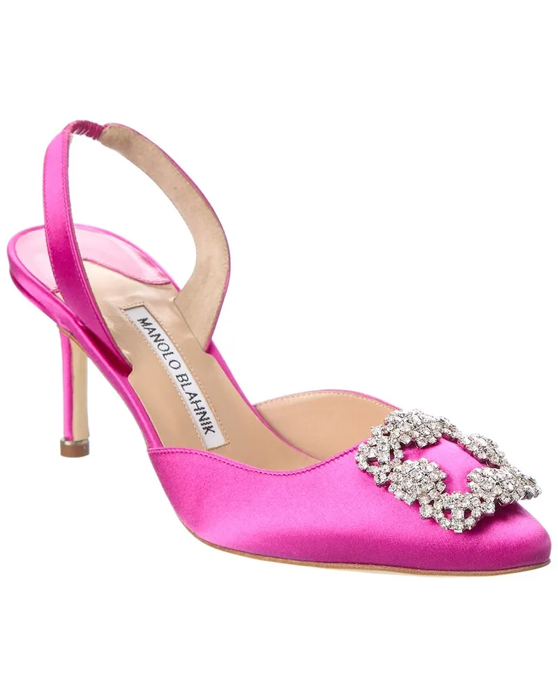 Manolo Blahnik Hangisli 70 Satin Slingback Pump Pink