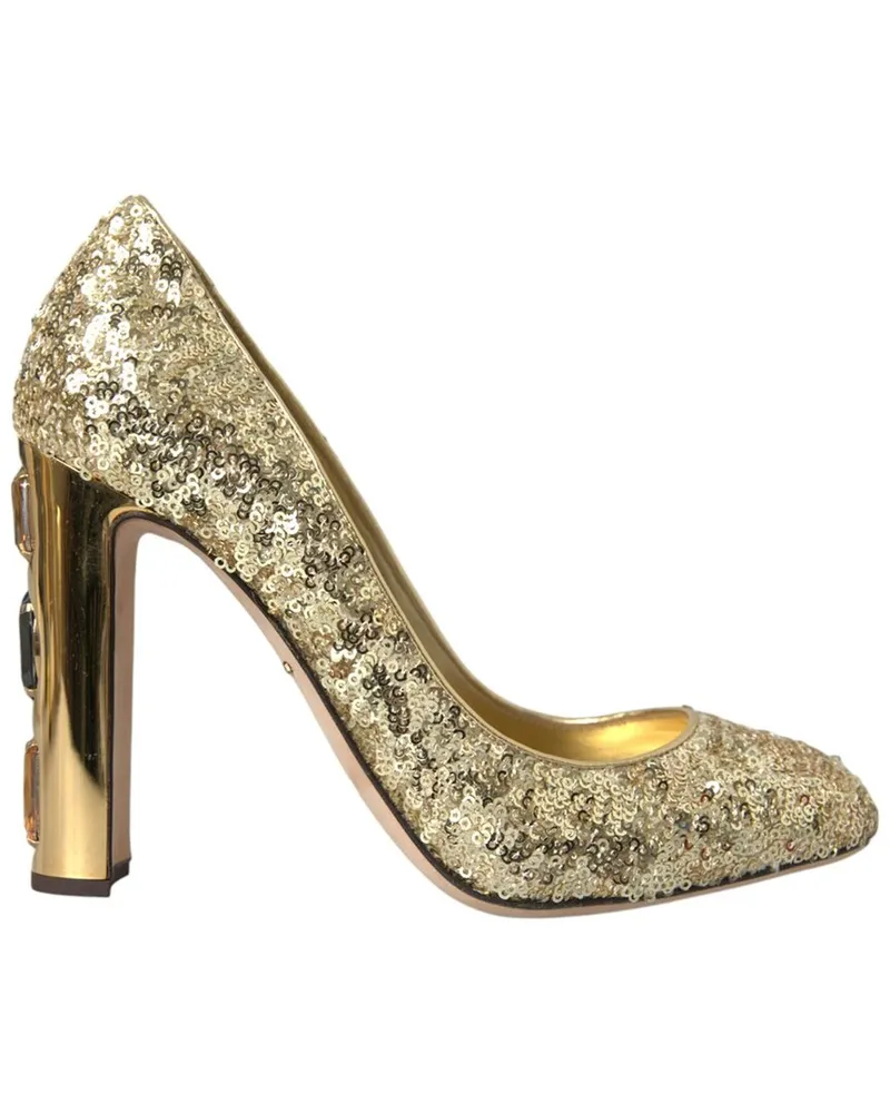 Dolce & Gabbana Leather-Trim Sandal Gold
