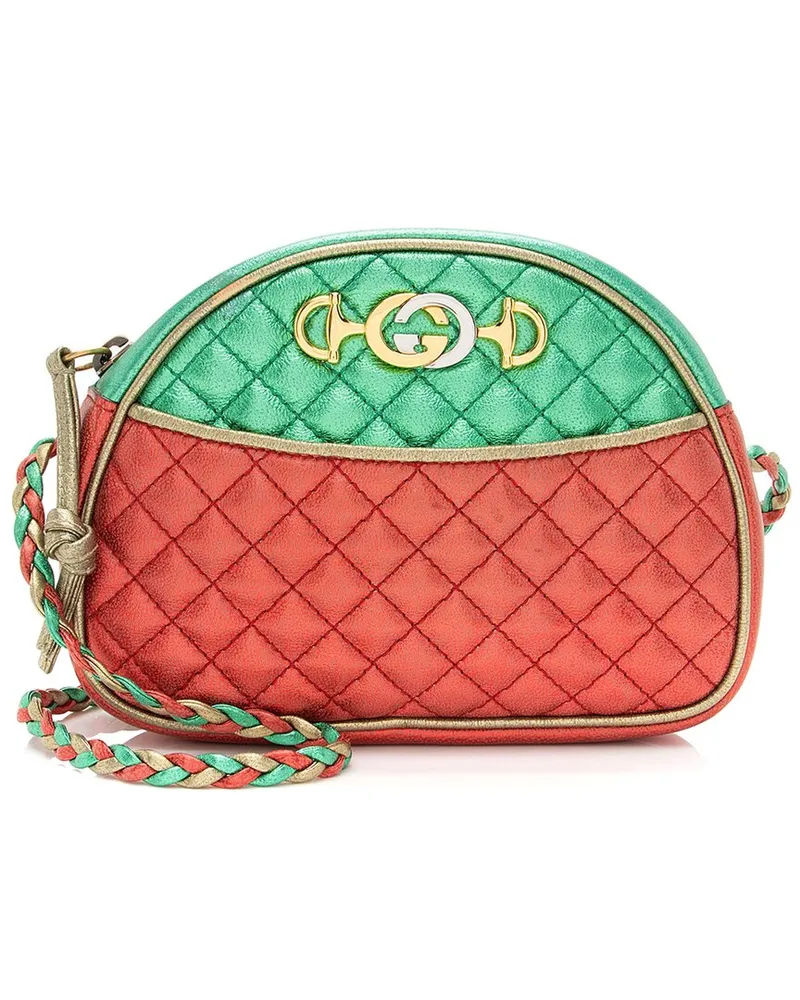 Gucci Green, Red Metallic Leather Trapuntata Mini Bag (Authentic Pre-Loved Nocolor