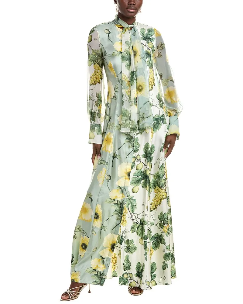 Oscar de la Renta Silk Caftan Green