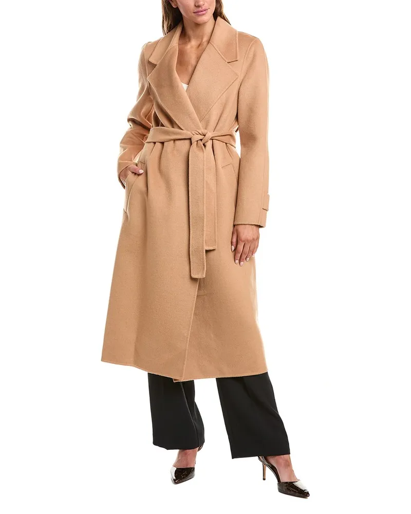 Reiss Nrd Emile Wool-Blend Long Belted Blindseam Coat Beige