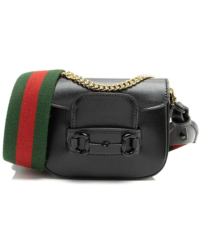Gucci Black Leather Horsebit 1955 Super Mini Shoulder Bag (Authentic Pre-Loved Nocolor