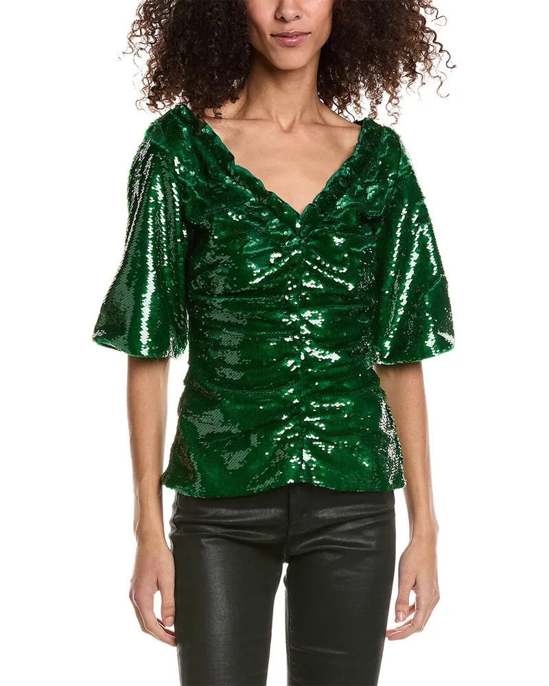 Ganni Sequin Blouse Green