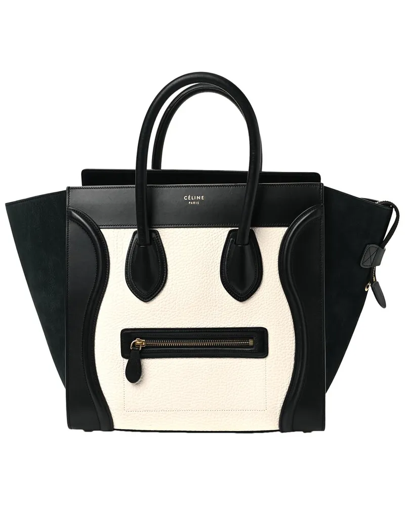 Celine Black White Drummed Leather Micro Luggage (Authentic Pre-Loved Nocolor