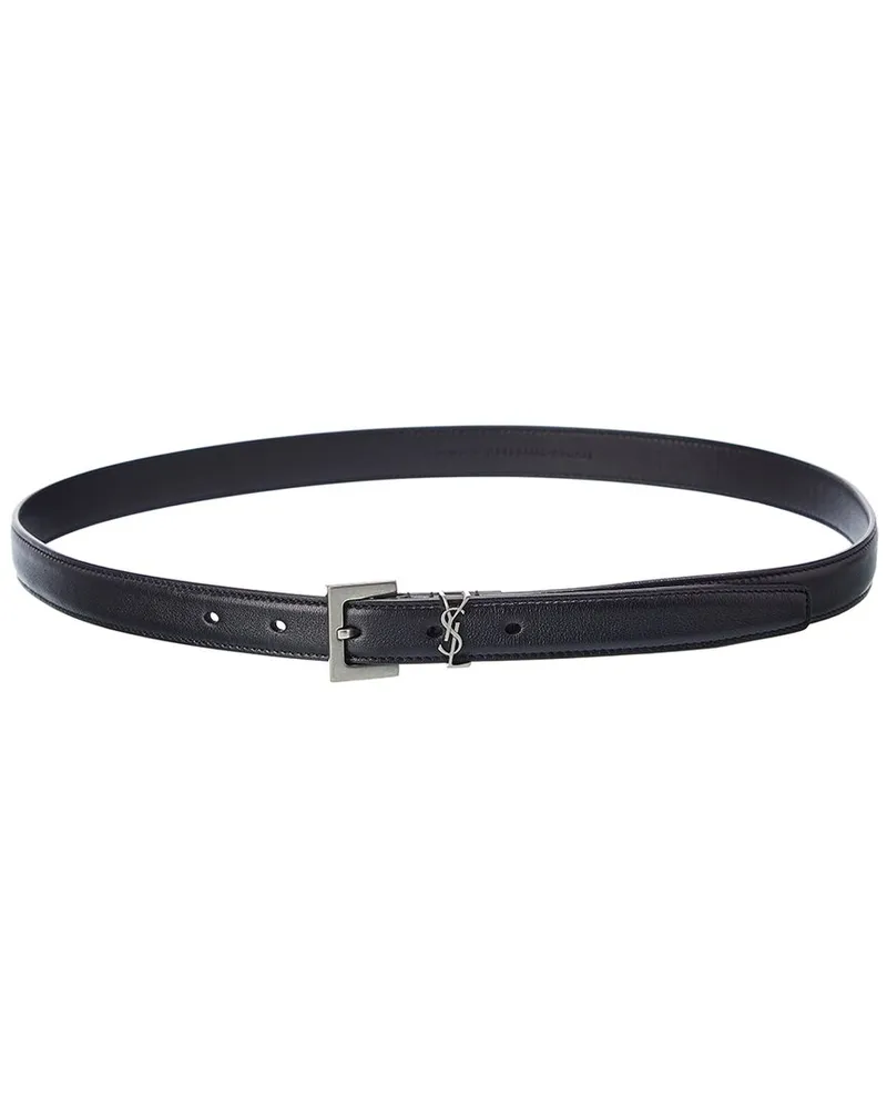 Saint Laurent Monogram Leather Belt Black
