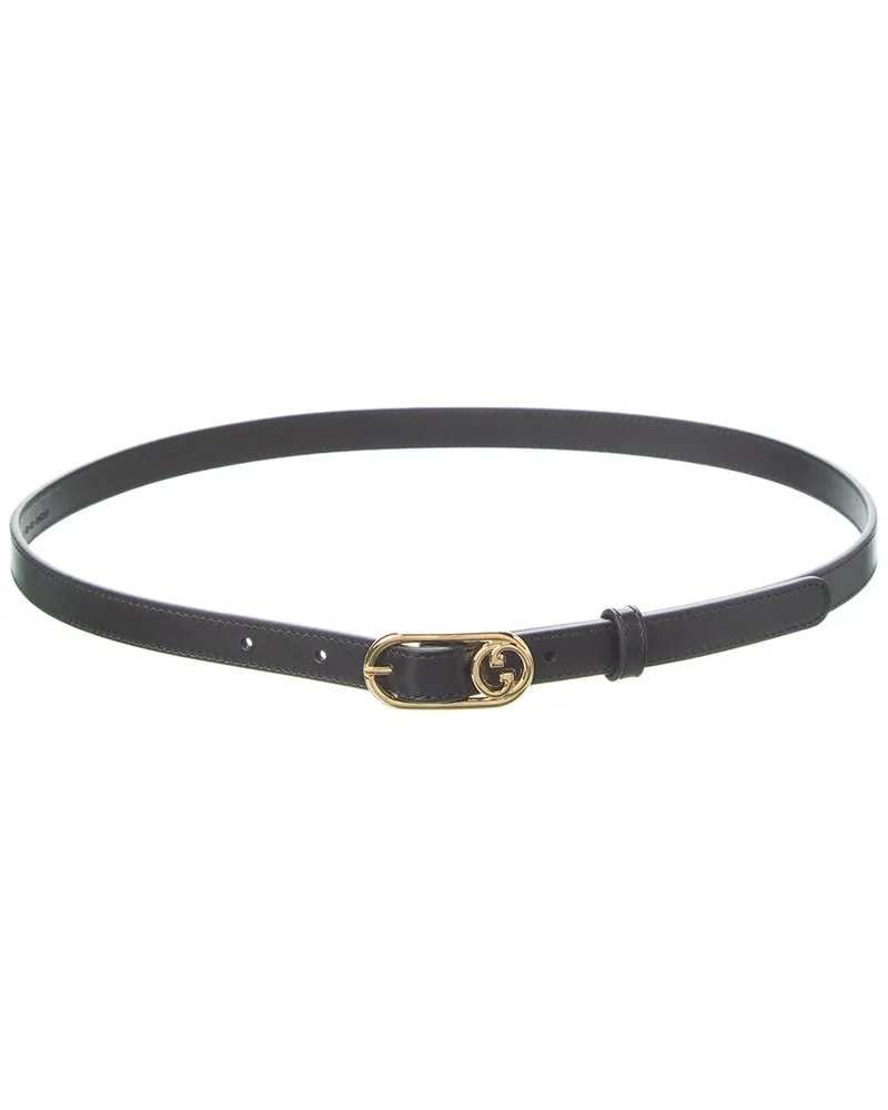 Gucci Round Interlocking G Thin Leather Belt Nocolor