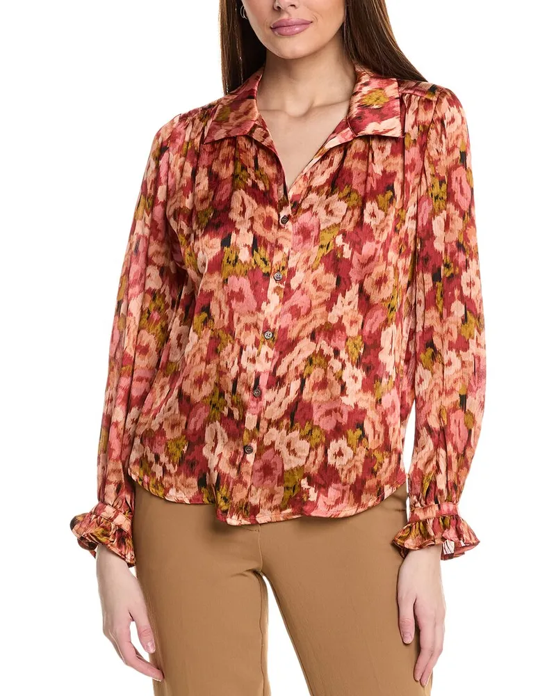 Vince Camuto Collared Button-Down Blouse Pink