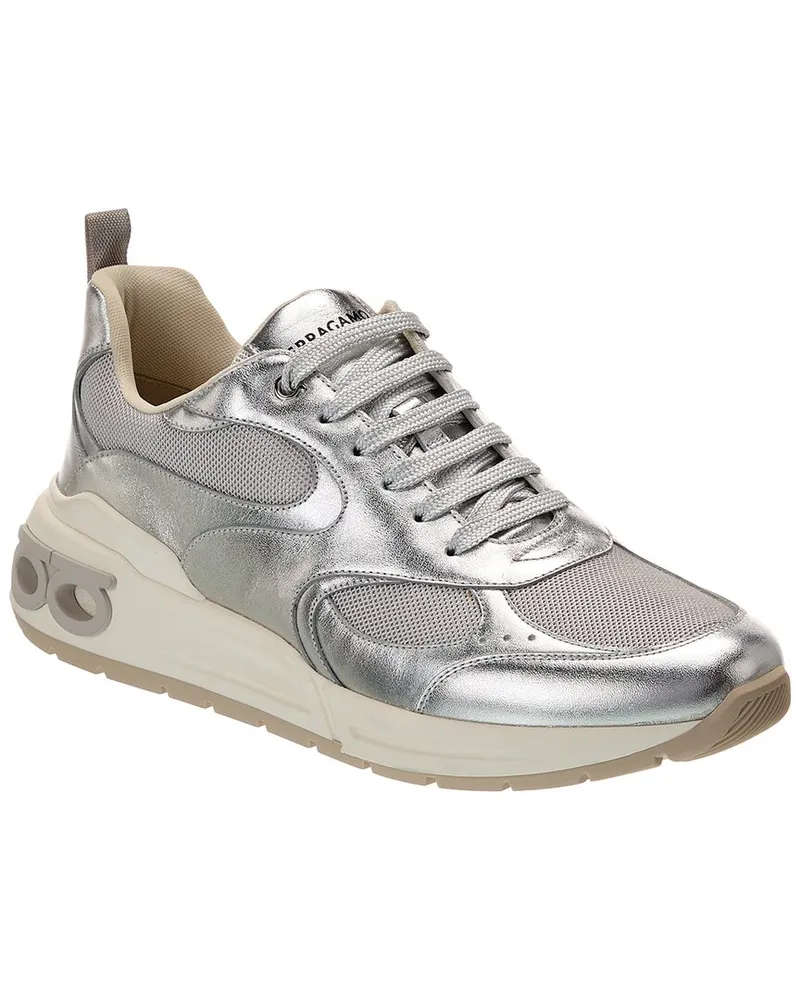 Ferragamo Cosma Lux Mesh & Leather Sneaker Silver