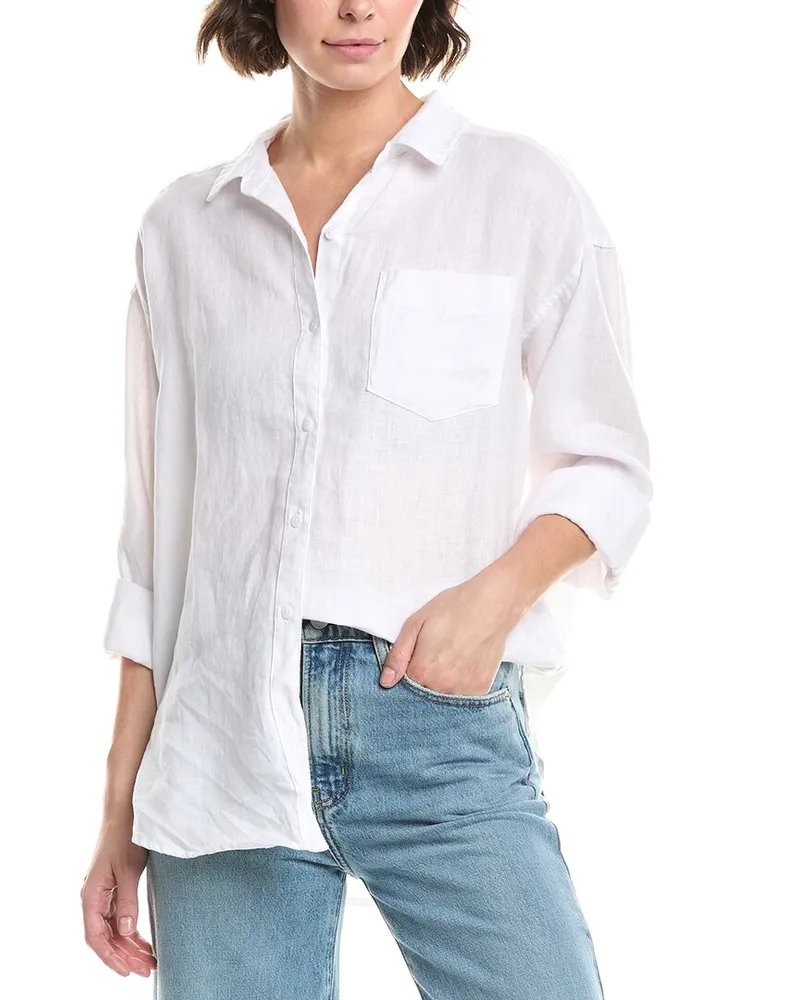Splendid Bailey Button-Down Linen-Blend Shirt White